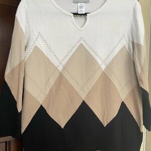 Alfred Dunner Women's Sweater - Black, Tan, Cream